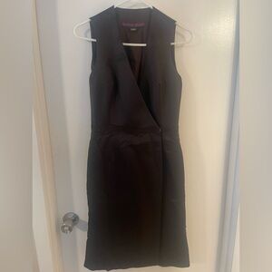 MARTIN GRANT Black Sleeveless Silk and Wool Midi Dress.